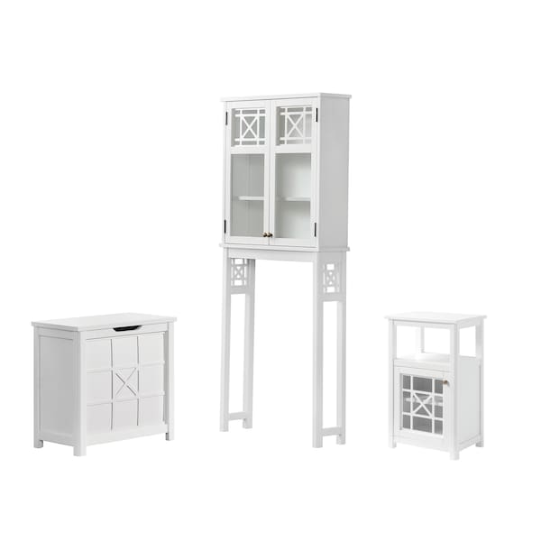Alaterre Furniture Derby 4-Piece Bathroom Set with Over Toilet Shelf, Wall Mounted Cabinet, Hamper, and Floor Cabinet ANDE72678WH - main